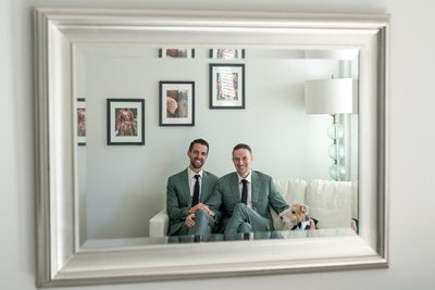 Same Sex Wedding Portrait in mirror
