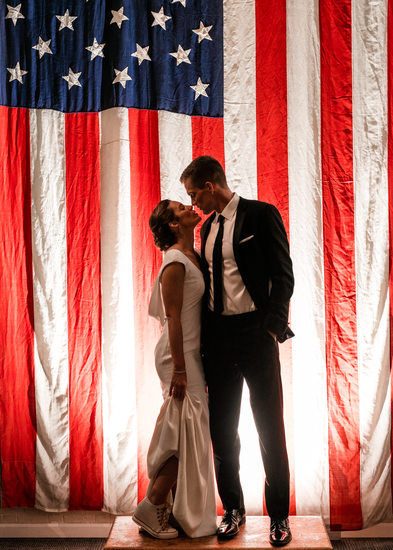American Flag Wedding Portrait
