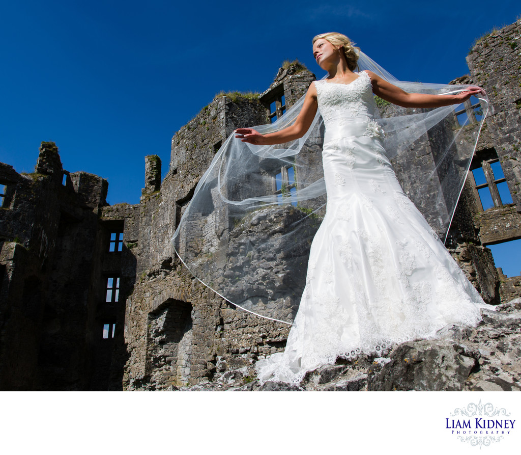 Bride on Stone Ruin in Ireland