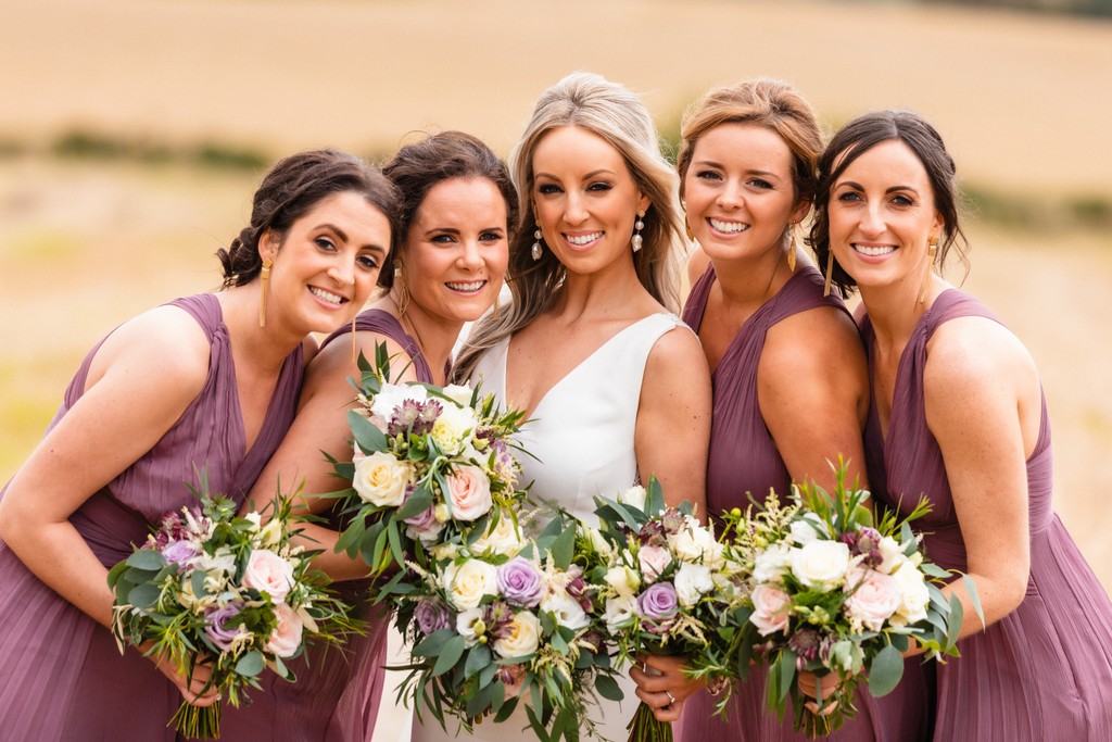Bride and Bridesmaids in Purple