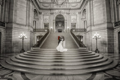 Wedding on Grand Staircase at San Francisco City Hall