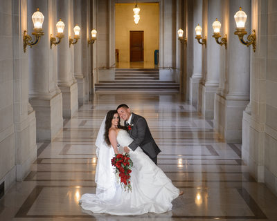 San Francisco Grand Hallway with lights and couple