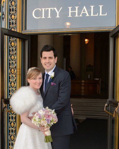 Formal Posed wedding image at SF City Hall Entrance