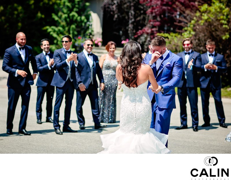 Emotional Groom and Bridal Party