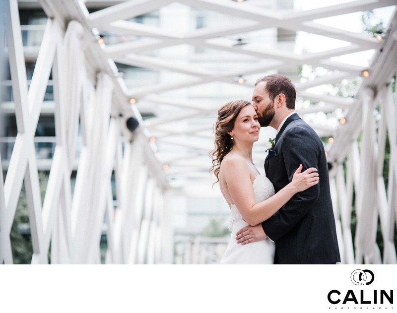 Bride and Groom Hug at Their Thompson Hotel Toronto Wedding