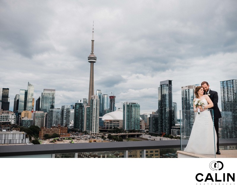 Bride and Groom Environmental Portrait at a Thompson Hotel Toronto Wedding