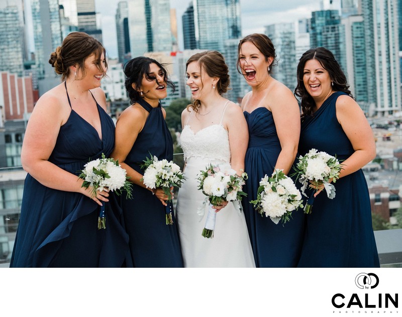 Bridesmaids Have Fun at a Thompson Hotel Toronto Wedding