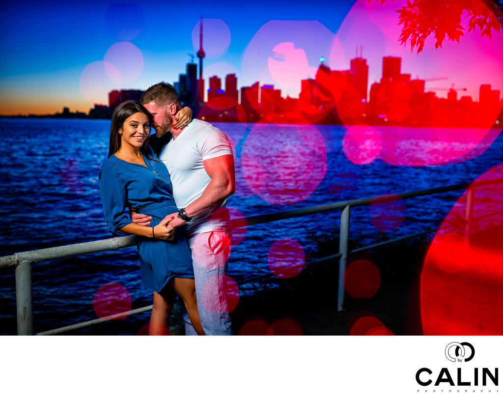 Night Engagement Photo Toronto Skyline