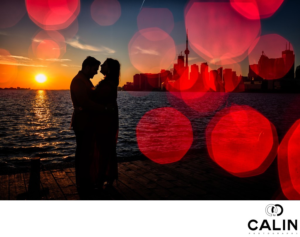 Engagement Photo of Silhouetted Couple