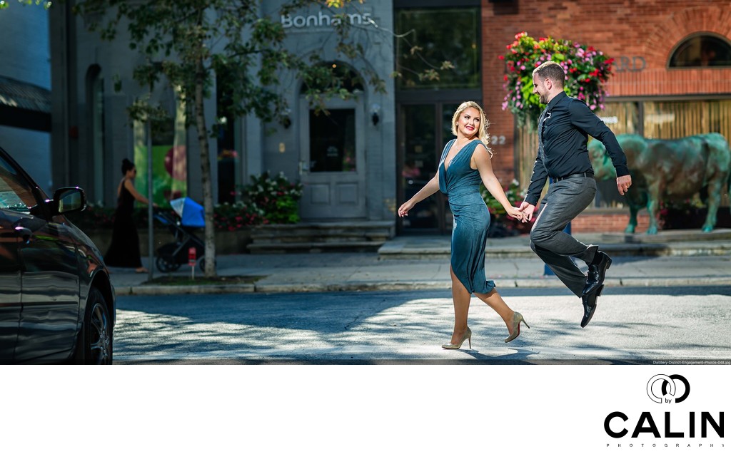 Fiance Jumps in Engagement Photo