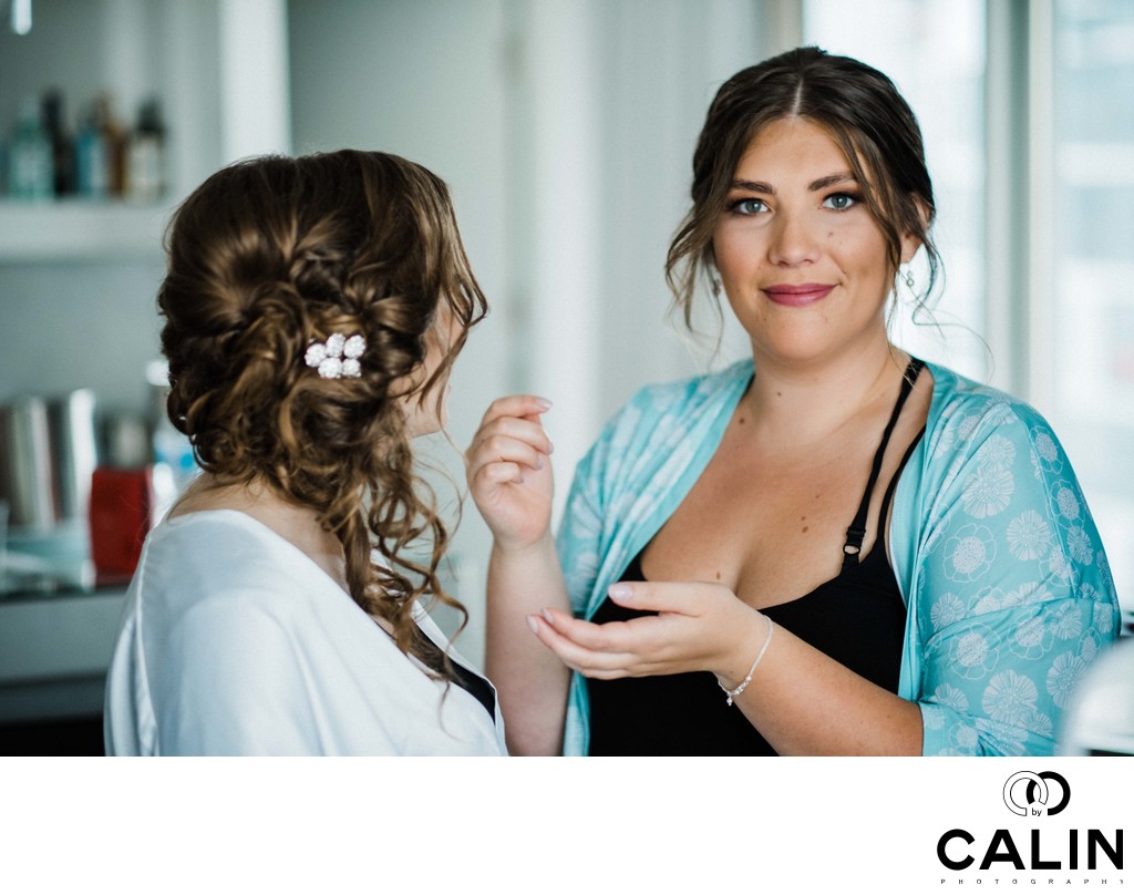 Bride and Maid of Honour at a Thompson Hotel Toronto Wedding
