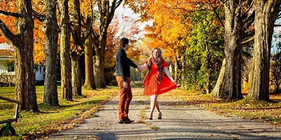 Fall Engagement Photo in Unionville