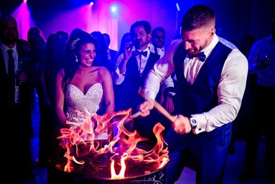 Bride and Groom and Flames