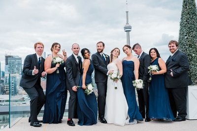 Fun Bridal Party Photo at a Thompson Hotel Toronto Wedding
