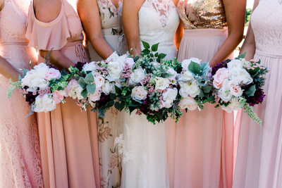 Blush Bridesmaids Dresses and Bridal Bouquets