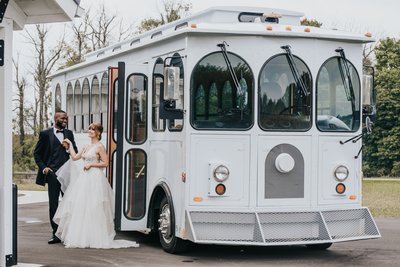 Bride and Groom with Trolley