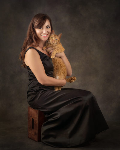 Fine Art Portrait Photographer Woman and Her Orange Cat