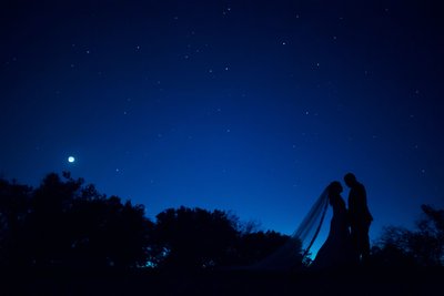 wedding night sky silhouette cathedral veil