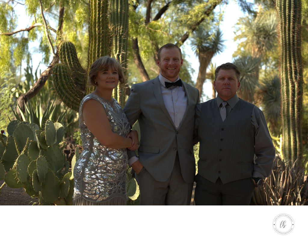 Las Vegas Wedding Groom with Parents Formal Portraits