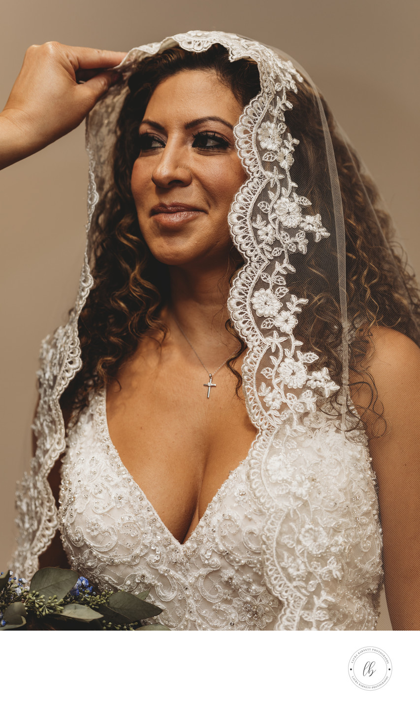 Bride with a veil over her hair