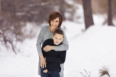 Las Vegas Family Photographer mom and son in snow