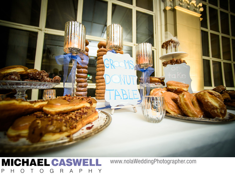 Groom's donut table at wedding