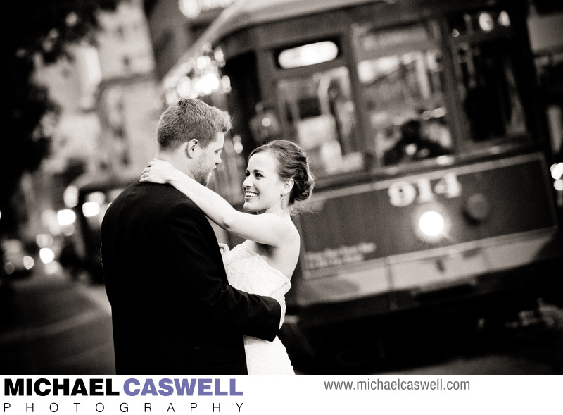 Bride and Groom with Streetcar