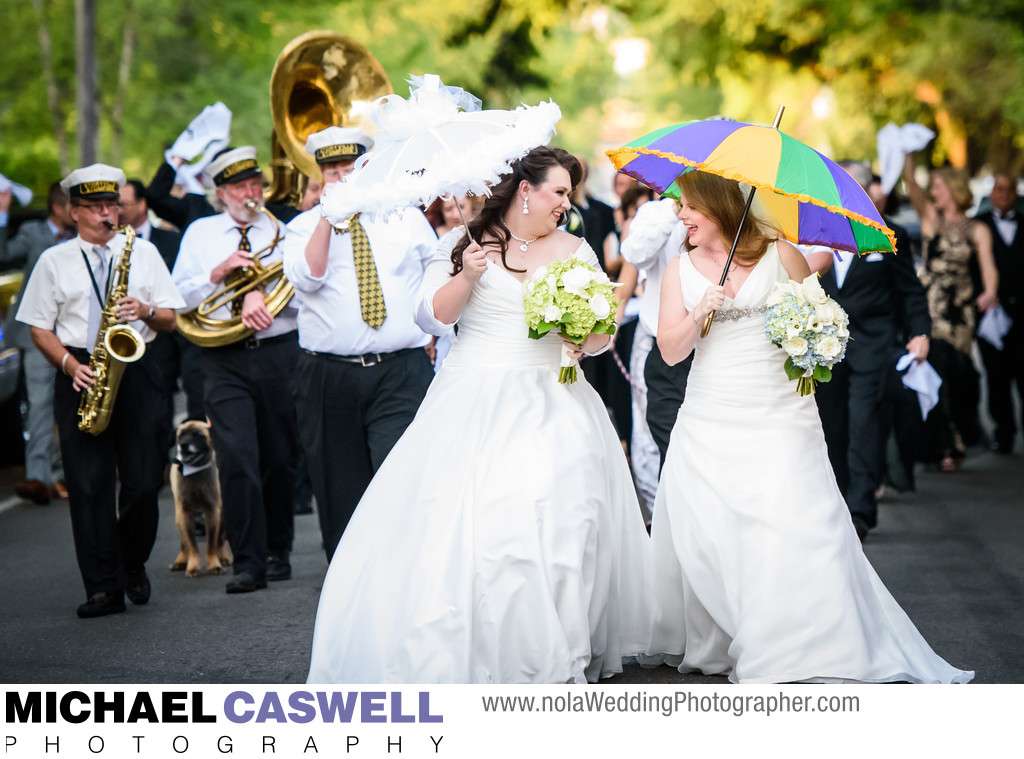 Same Sex Wedding in New Orleans Second Line Parade