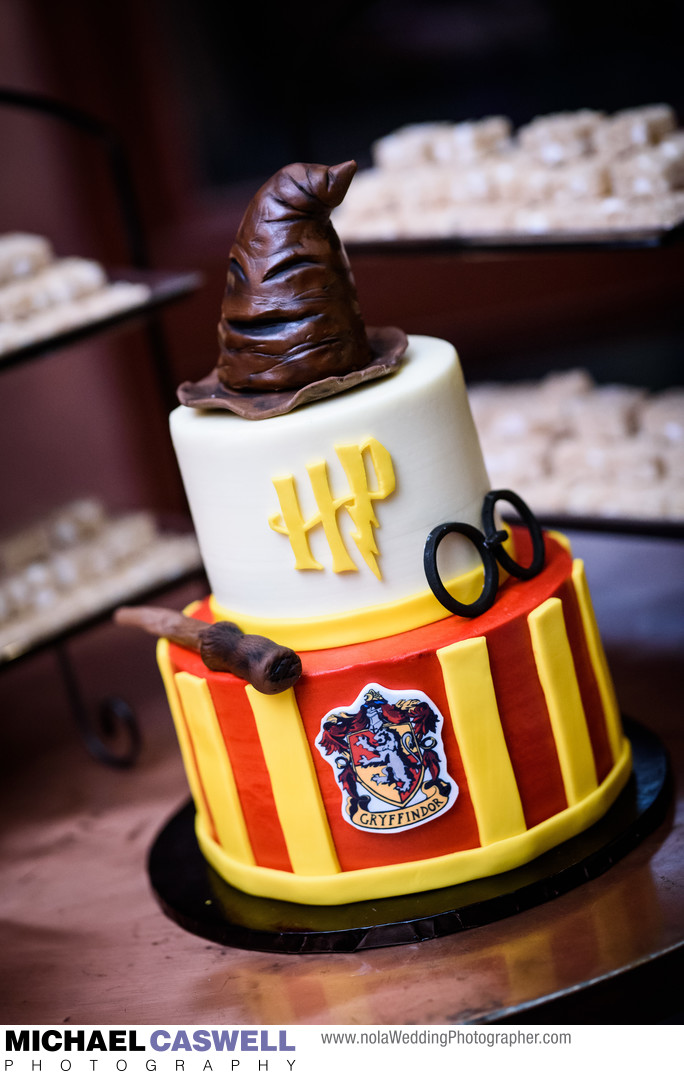 Harry Potter groom's cake with Sorting Hat