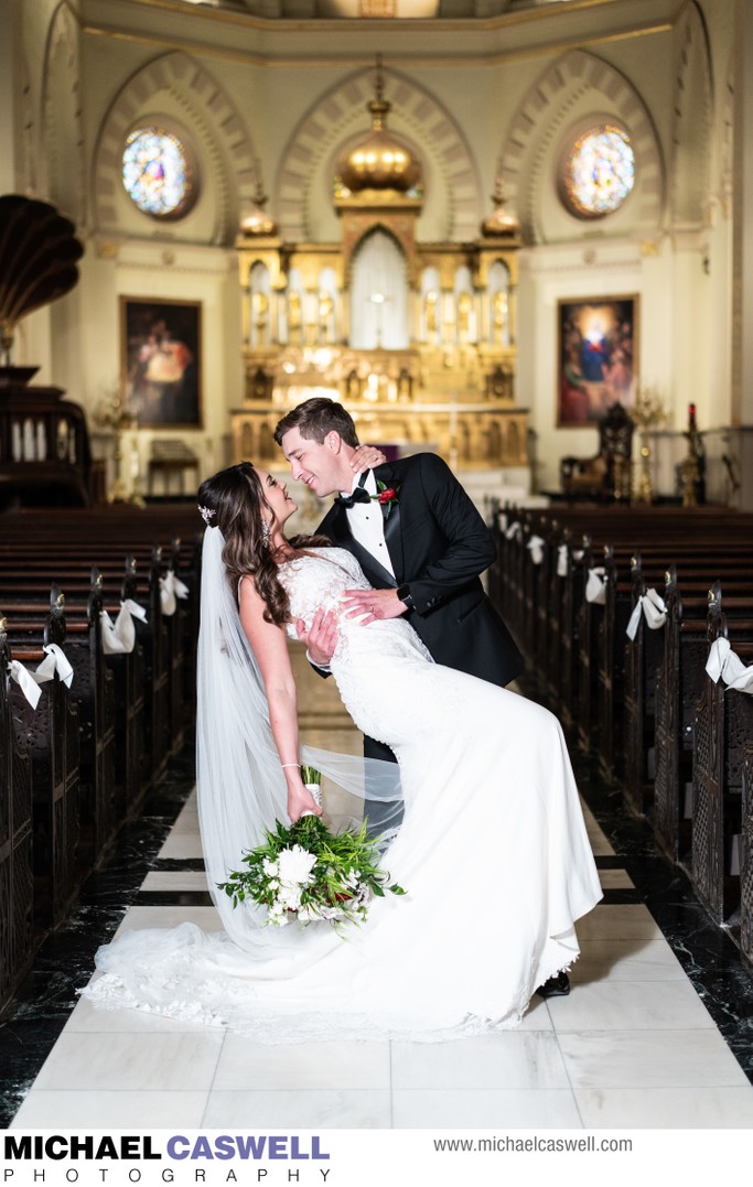 Bride and Groom at Immaculate Conception Wedding