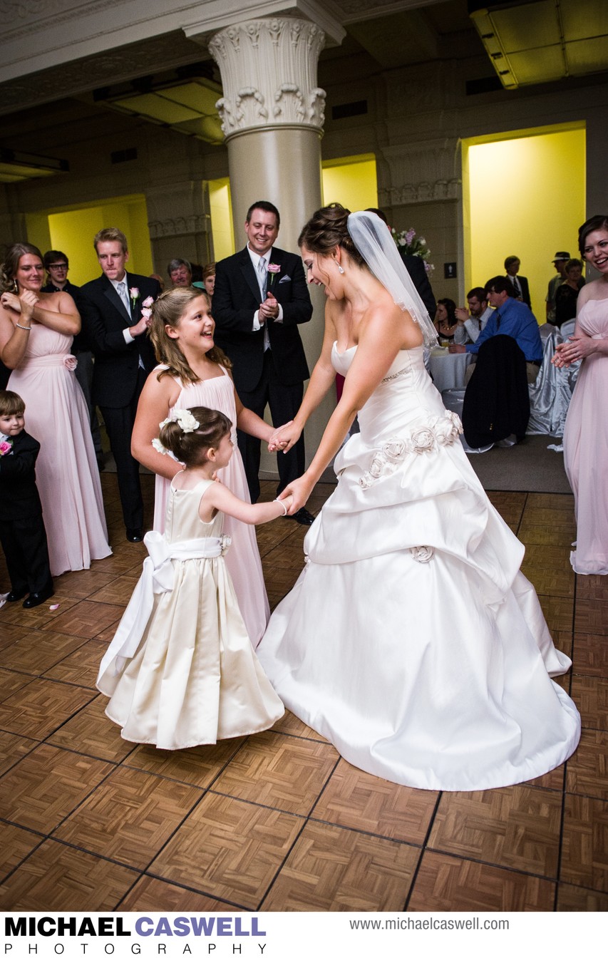 Bride Dances with Flower Girls at Federal Ballroom