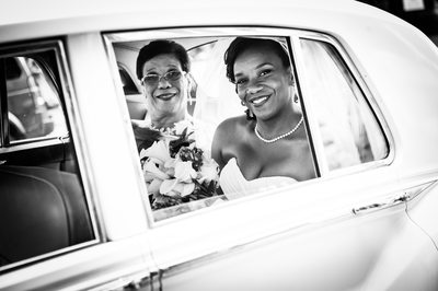 Bride and Mother Arrive at Church in Bentley Limo