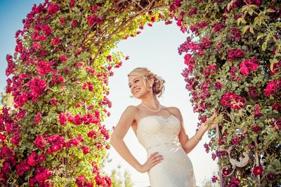 Phoenix Wedding Photographer - Bride in Flower Trellis