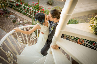 Janel and Islam's Phoenix Wedding - Couple on Staircase