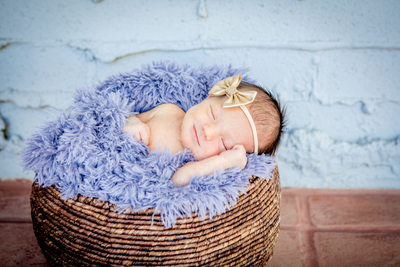 newborn baby in wicker basket