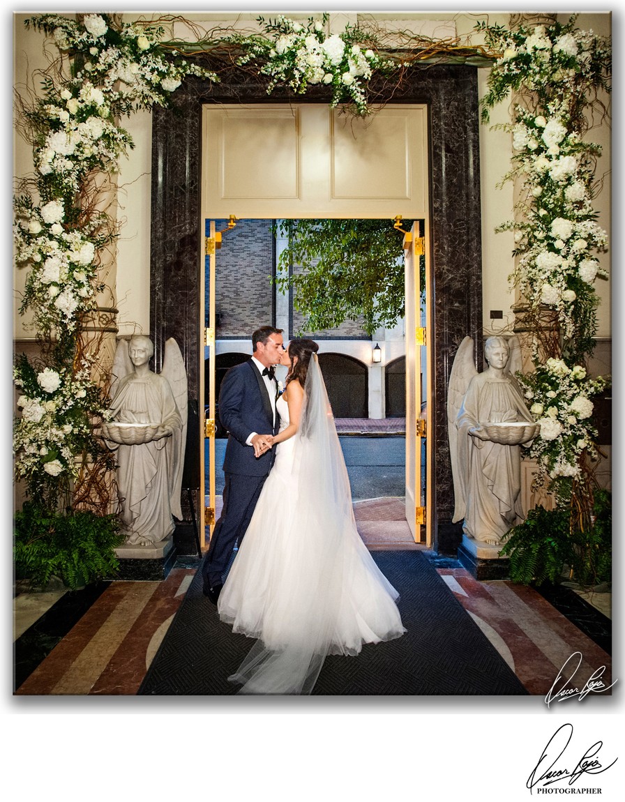 Jesuit Church, NOLA, bride and groom, floral artistry