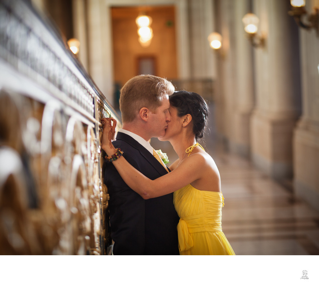 Indian Bride's Passionate Kiss at SF City Hall Wedding