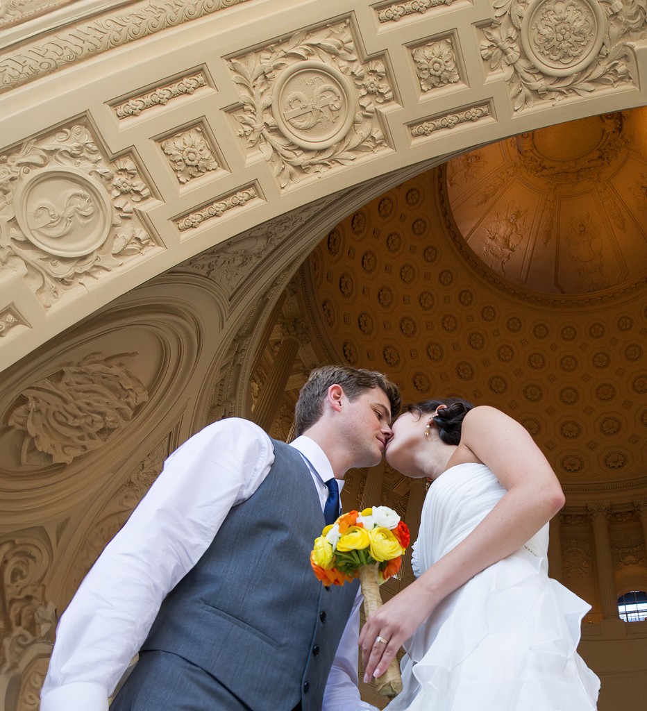 kissing under The Dome of SF City Hall 4th Floor