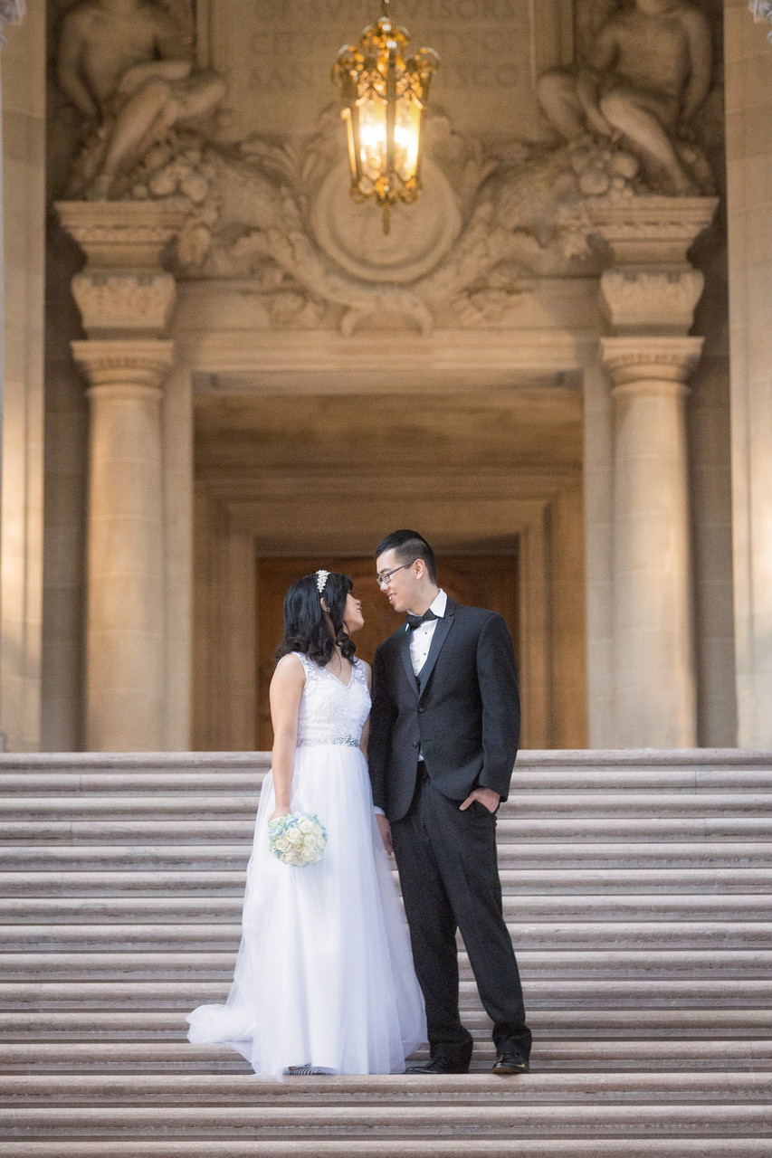 Wedding Bliss on Grand Stairs: Chinese Couple