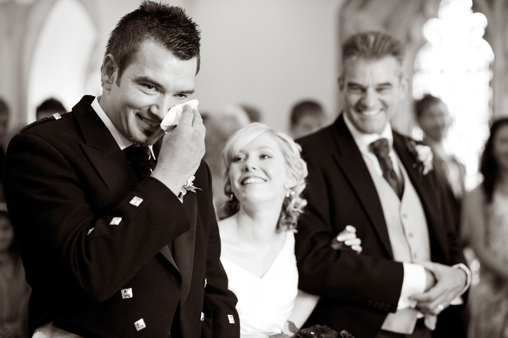 Groom cries when he sees his bride walking down the aisle