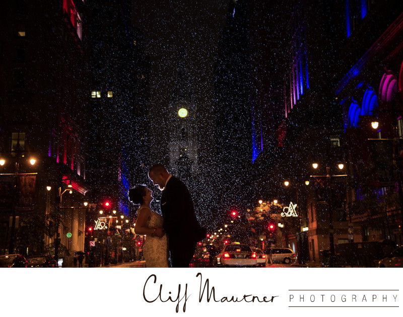 Nighttime City Hall Photo in the Rain