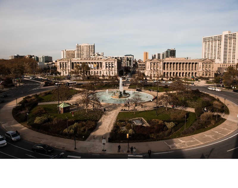 View of Fountains in Logan Circle
