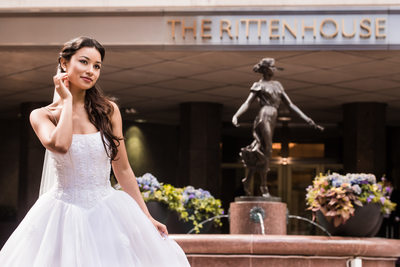 Bride in Front of Rittenhouse Hotel