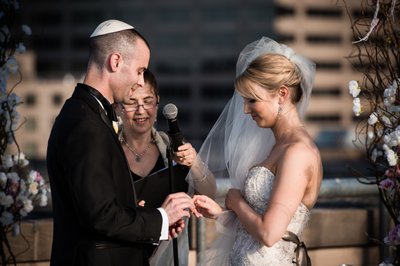 Exchanging Rings at Franklin Institute Wedding Ceremony