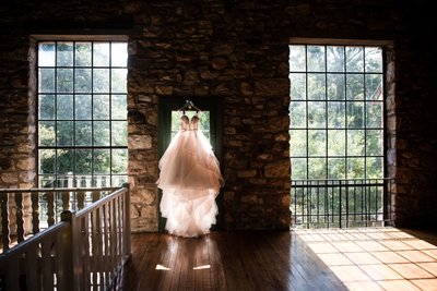 Wedding Dress in Windows at Holly Hedge Estate