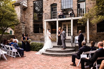 Ceremony on Patio at Holly Hedge Estate