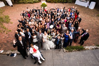 Group Photo of all Wedding Guests at Holly Hedge
