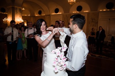 Cutting the Wedding Cake at Ritz-Carlton