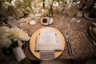 Table Settings for Ritz-Carlton Philadelphia Wedding