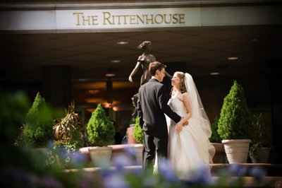 Newlyweds in Front of Rittenhouse Hotel Philadelphia